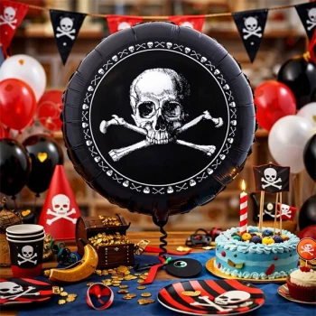 Pirat folieballon 45 cm til børnefødselsdag med pirat tema borddækning og festpynt