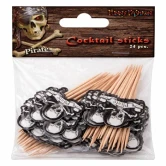 Pirat kagepynt 24 stk i emballage med cocktail sticks og dødningehoved cupcake toppers