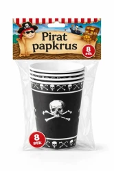 Pirat papkrus 8 stk i emballage med dødningehoved design til pirat fødselsdag