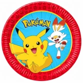 Pokémon paptallerkner 23 cm 8 stk. med Pikachu og Scorbunny