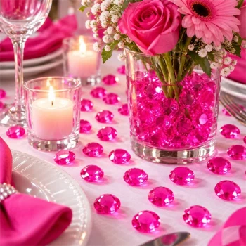Pink pynte diamanter til bordpynt og vasepynt med blomster