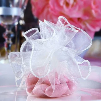 Risposer organza med bånd hvid, 10 stk. bryllupspynt