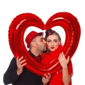 Folieballon Hjerte selfie-ramme rød 70cm x 80cm festbilleder