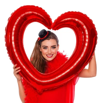 Folieballon Hjerte selfie-ramme rød 70cm x 80cm festpynt