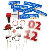 Photobooth selfie props Rød student, 15 stk. studenterfest