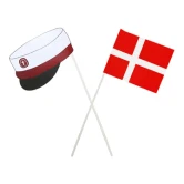 Studenterhue og flag rød mix 40cm, 10 stk. studenterpynt