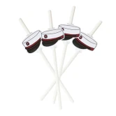 Sugerør Rød student hvid 20cm, 20 stk. studenterpynt