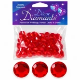 Røde pynte diamanter 12 mm, 28 g med ca. 87 stk. i facetslebet akryl