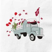 Servietter Studentervogn hvid/rød 33cm x 33cm, 20 stk. studenterfest