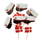 Kagetoppe Studenterhue og flag hvid/rød, 12 stk. studenterpynt