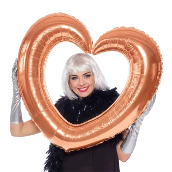 Folieballon Hjerte selfie-ramme rosegold 70cm x 80cm festpynt