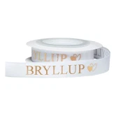 Satinbånd Bryllup hvid/guld 1,2cm x 5m bryllupspynt