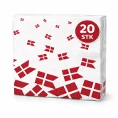 Servietter med danske flag 20 stk – Dannebrog papirservietter i pakke til fødselsdag og fest