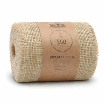 Sizo jute bånd bordløber i beige på rulle – 15 cm bred og 10 meter lang, fremstillet af naturlig jute
