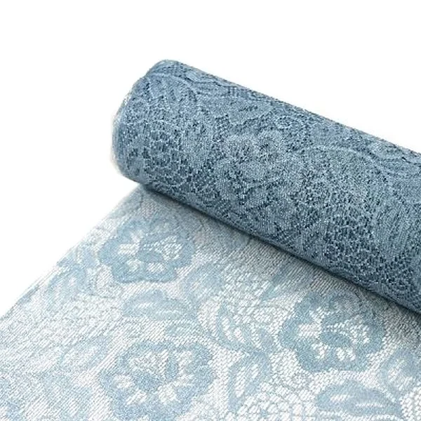 Sizolace bordløber blonde lyseblå 30cm x 5m borddækning