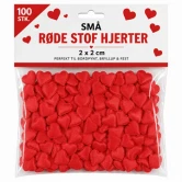 Små røde stof hjerter 2x2 cm 100 stk til bryllup bordpynt og romantisk dekoration