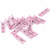 Små rosa træklemmer i træ 3,5 cm – 24 stk til pynt og dekoration