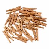 Små træklemmer i guld 3,5 cm – dekorative mini træklemmer i træ til pynt og DIY