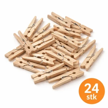 Små træklemmer i naturtræ 3,5 cm – 24 stk til pynt, dekoration og DIY