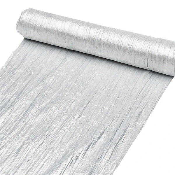 Bordløber Crinkled satin sølv metallic, 29cm x 10m borddækning
