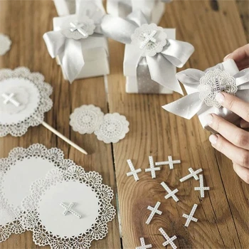 Kors dekoration sølv 2,8cm, 25 stk. bordpynt