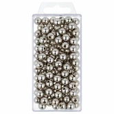 Sølv metallic perler 10 mm – 115 stk. blanke perler til dekoration