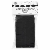 Sort crepe guirlande 6 meter i papir til festpynt