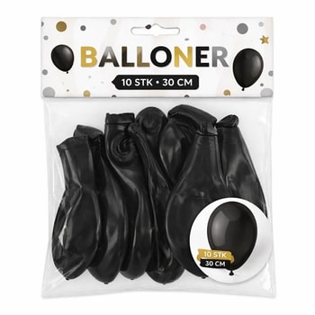Sorte balloner 30 cm 10 stk i pakke – sorte latex balloner til fest og fødselsdag