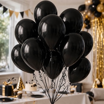 Sorte balloner 30 cm i ballonbuket til fødselsdag og fest dekoration i sort og guld tema