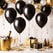 Sorte balloner 30 cm til fest i sort og guld tema med champagne og borddekoration