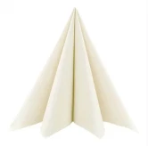 Råhvid airlaid serviet foldet i elegant form, 40x40 cm, stoflignende kvalitet