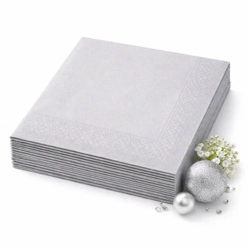Stak af sølvfarvede Sovie Linclass Airlaid servietter 40x40 cm i luksuskvalitet