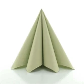 Sovie Linclass Airlaid serviet i støvet grøn, elegant foldet, 40x40 cm luksusserviet til fest og borddækning.