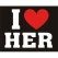 Stickers I Love Her til bryllupssko, 2 stk. festartikler