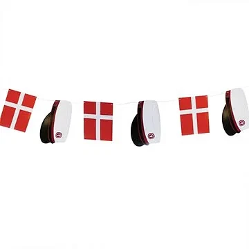 Guirlande Rød studenterhue og flag Dannebrog 16cm x 3m festartikler