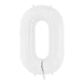 Folieballon tal 0 hvid 86cm festpynt