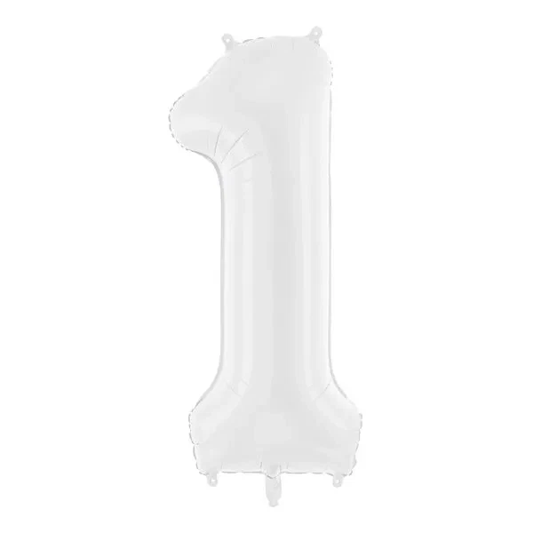 Folieballon tal 1 hvid 86cm festpynt