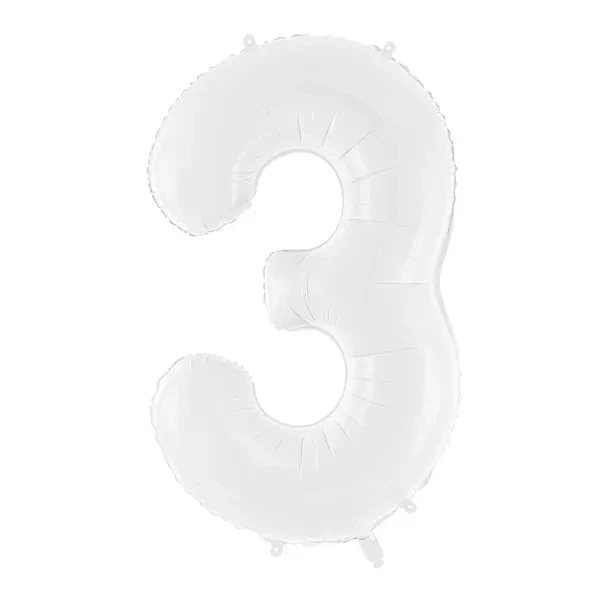 Folieballon tal 3 hvid 86cm festpynt
