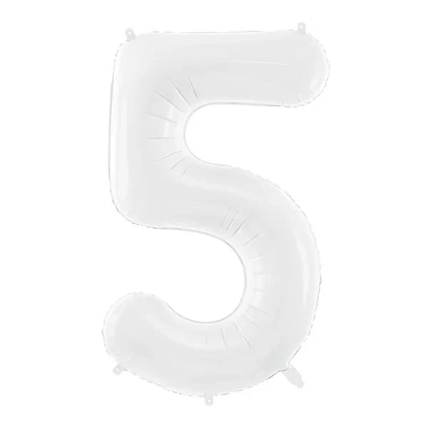 Folieballon tal 5 hvid 86cm festpynt