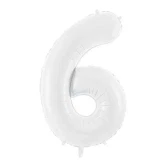 Folieballon tal 6 hvid 86cm festpynt