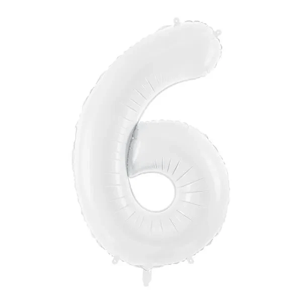 Folieballon tal 6 hvid 86cm festpynt