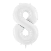 Folieballon tal 8 hvid 86cm festpynt