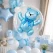 Transparent ballon med lyseblå ballonbamse som dekoration til drenge babyshower, barnedåb, navngivningsfest og Baby Welcome Home.