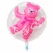 Transparent ballon med lyserød bamse indeni til pige babyshower, barnedåb, navngivningsfest og fejring af en nyfødt pige.