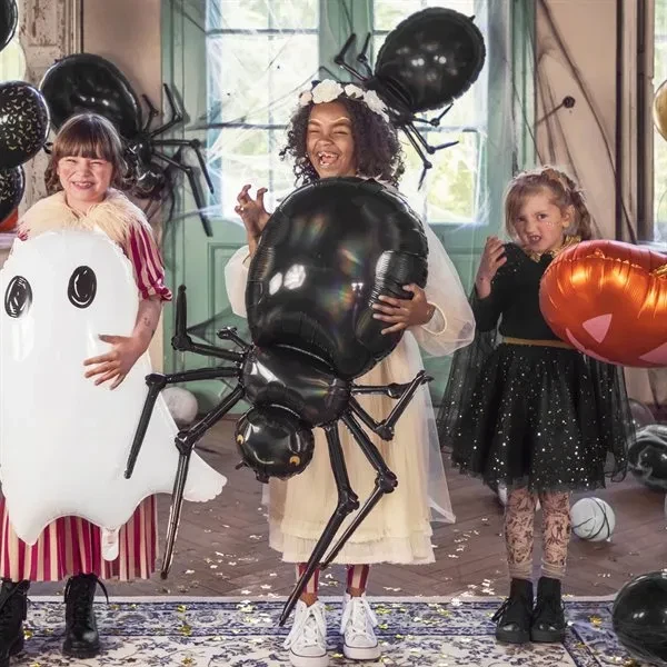 Folieballon Edderkop sort 60cm x 101cm halloweenpynt