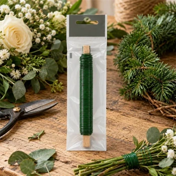 Grøn lakeret vindseltråd 0,65 mm til blomsterbinding, kranse og dekorationer